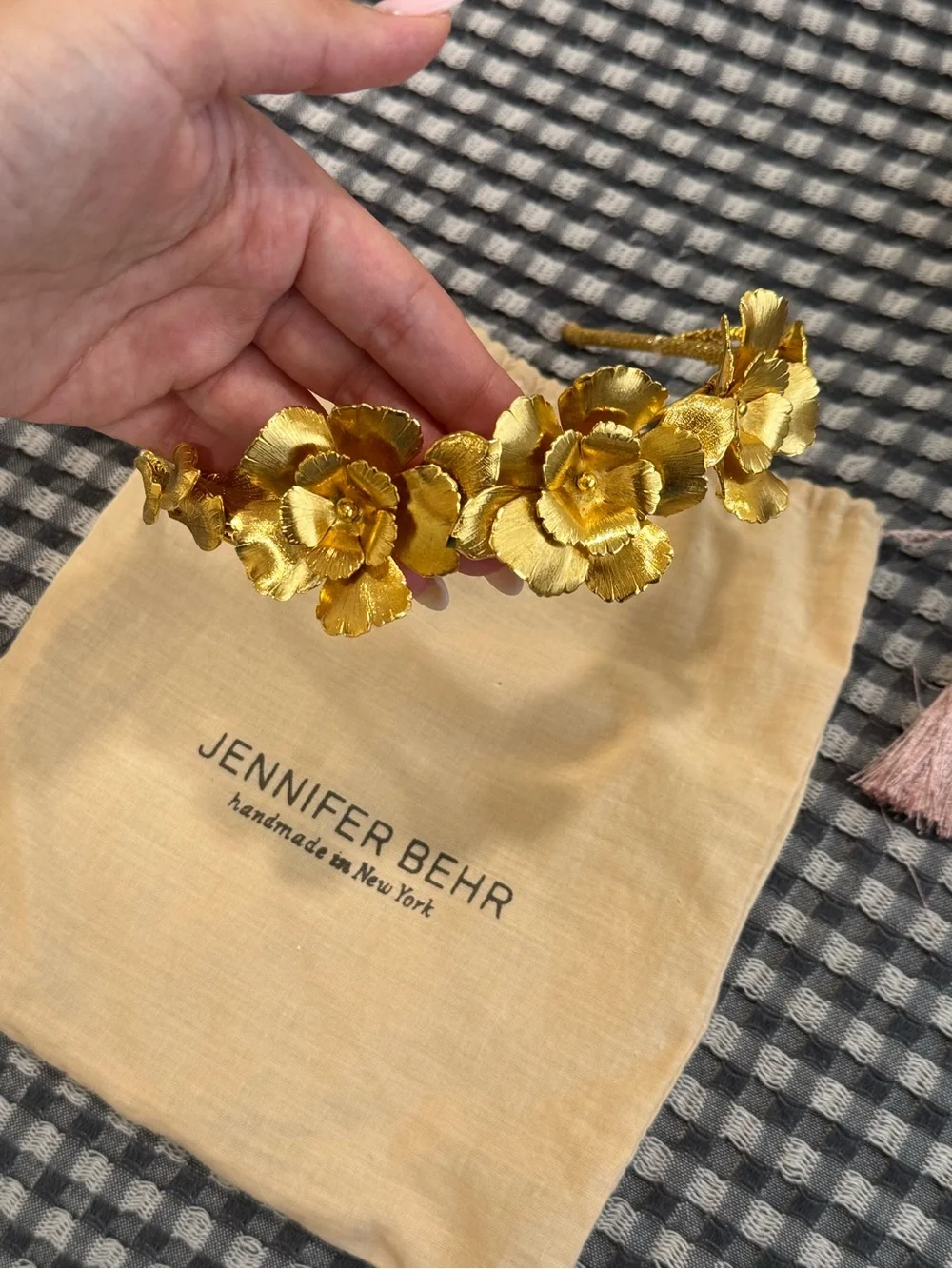 Jennifer Behr Gold Floral Crown Headband